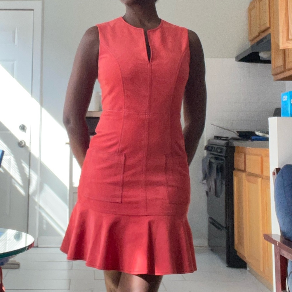 BCBGMaxAzria Orange Mini Dress with Ruffle Hem